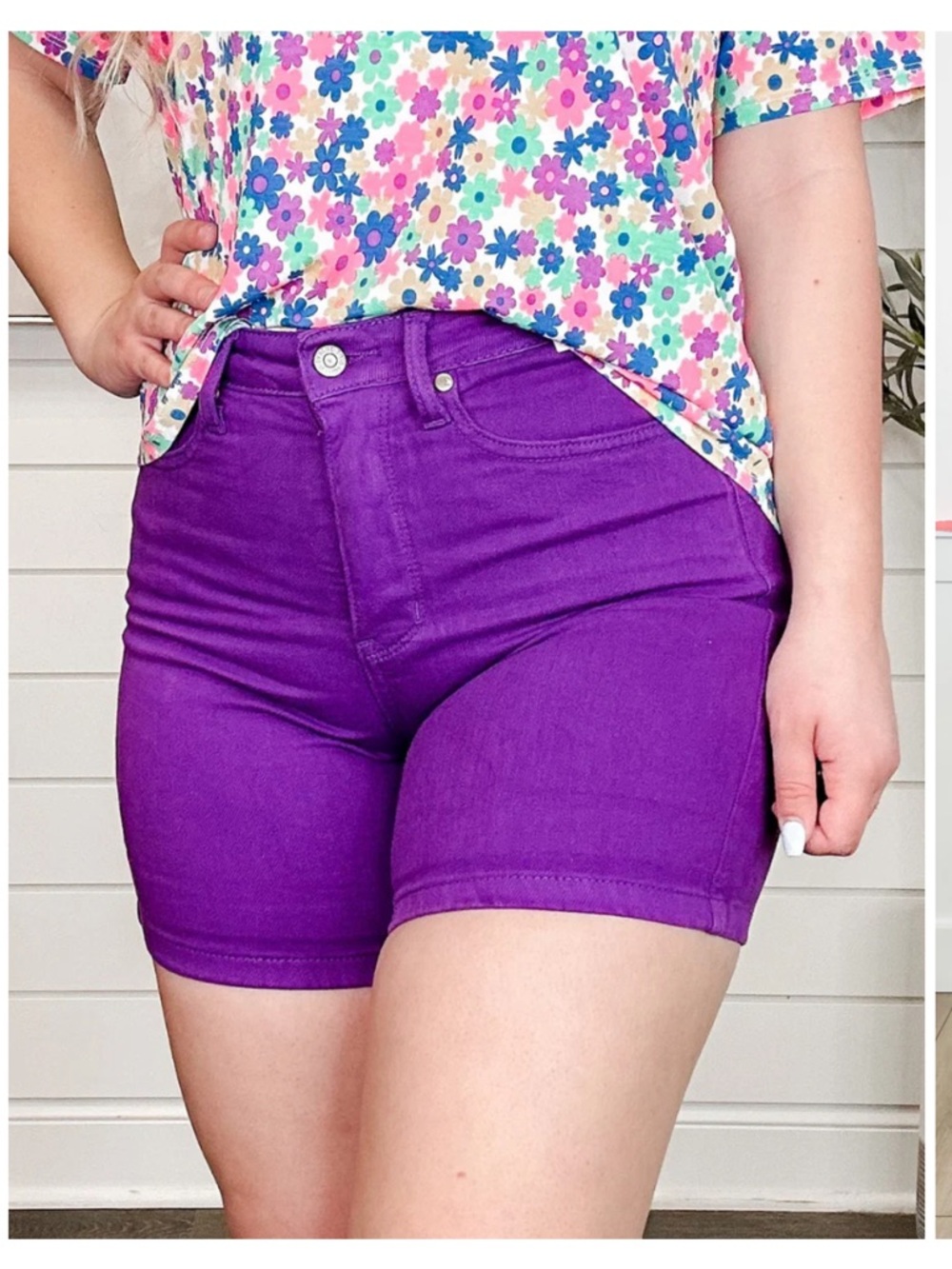 Purple High-Rise Women's Shorts - Tummy Control